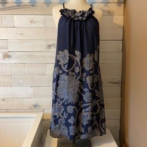 Inc navy blue beaded flower dress